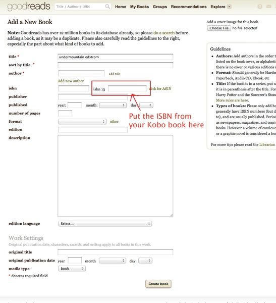 Add a Book Form in Goodreads