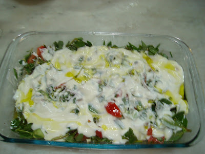 Day 10: We prepared this yummy purslane salad with garlic yoghurt and olive oil dressing