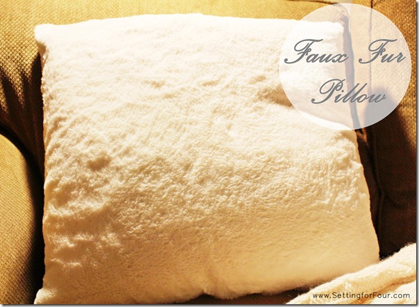 Faux Fur Pillow from Setting for Four #Faux #fur #pillow #winter #decor #white