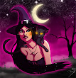 Witch With The Moon Cat