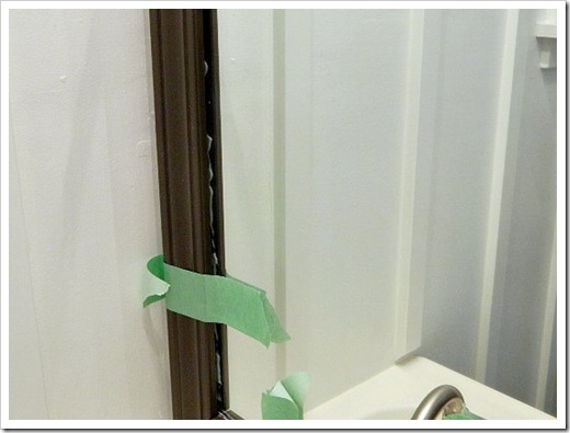 Powder Room Makeover Molding for Mirror Mistake