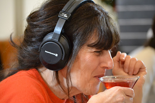 Ruth enjoying her Negroni. Ruth enjoying her Negroni.