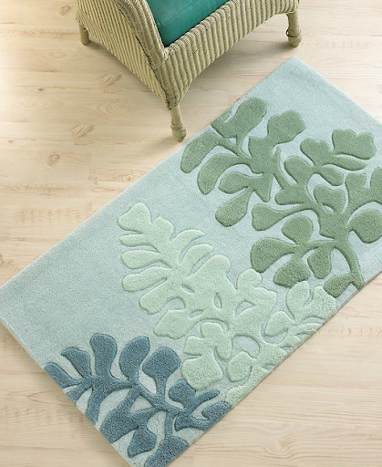 This bath mat from the Martha Stewart for Macy's collection is floral, coastal and earthy. The muted greens and blues are so relaxing. (www.macys.com) This bath mat from the Martha Stewart for Macy's collection is floral, coastal and earthy. The muted greens and blues are so relaxing. (www.macys.com)