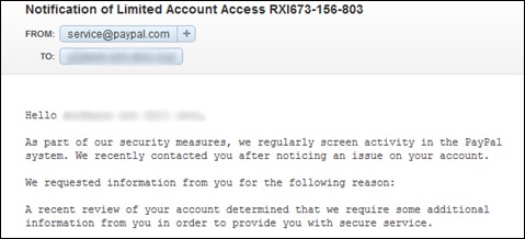 notification of limited account access paypal notification of limited account access paypal