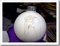 Design drawn on ornament - starting to paint