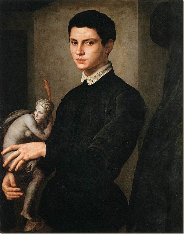 Bronzino, Portrait d’homme avec une statue dans la main