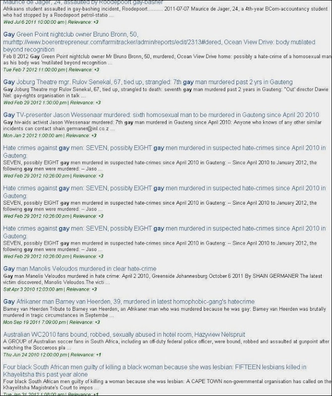 HOMOPHOBE HATE CRIMES LOGGED ON FARMITRACKER FEB 2012 UPDATE