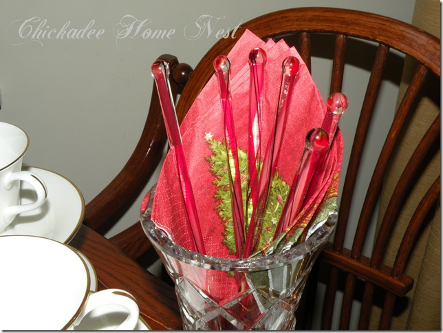 Candy cane stirrers, Christmas table