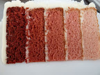 A close up of the inside of the ombred red velvet. It was as delicious as you could ever imagine.