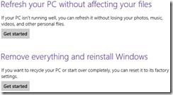 reset and refresh in windows 8
