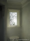 Etched glass pool bath window in private residence in Los Gatos, CA