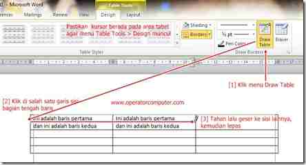 Menambah baris dengan Draw Table Menambah baris dengan Draw Table