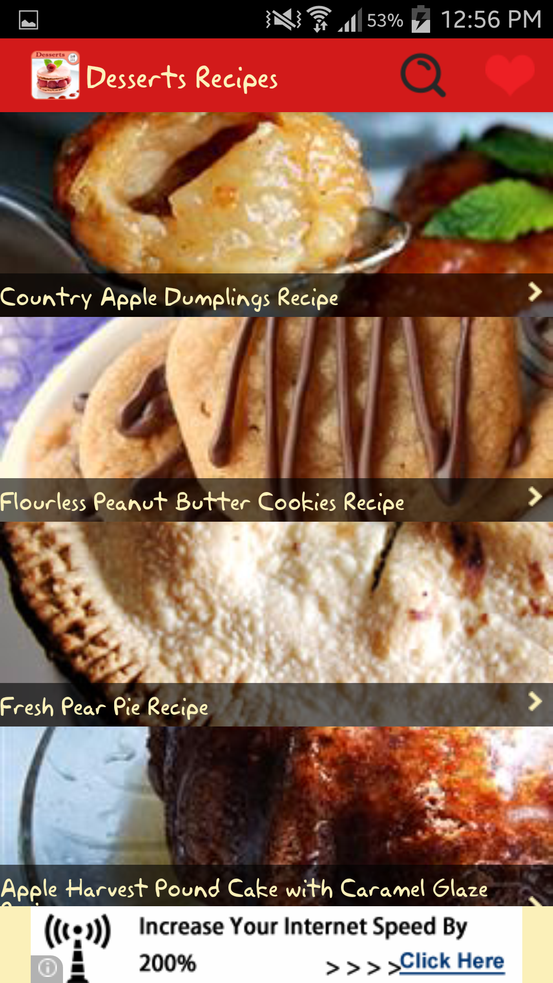 Android application Desserts Recipes screenshort