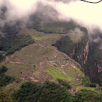 We finally get a clear shot of Machu Picchu viewed from Wayna Picchu as we descend.