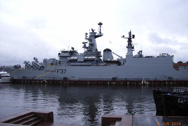Brahmaputra Class Guided Missile Frigate warship, INS Beas of the Indian Navy at St. Petersburg in Russia