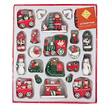 Set of 22 Traditional Wooden Tree Decorations