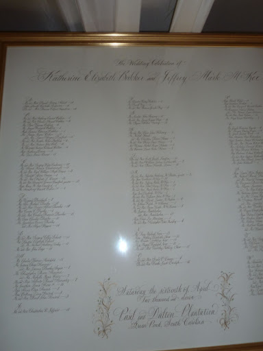 The table assignments were calligraphed onto a large chart.