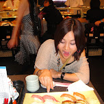 yuka and matt at sushi in roppongi in Roppongi, Japan 