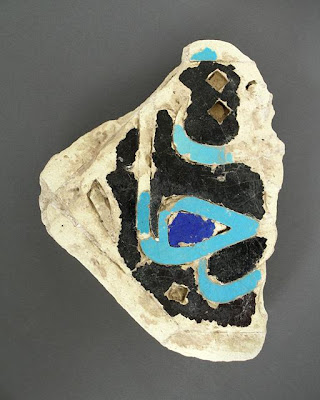 Tile | Origin: Iran, Tabriz | Period: 1465/870 A.H. | Collection: The Madina Collection of Islamic Art, gift of Camilla Chandler Frost (M.2002.1.303) | Type: Ceramic; Architectural element, Fritware, glazed, cut to shape and assembled as mosaic, 6 3/4 x 5 1/4 in. (17.14 x 13.33 cm)
