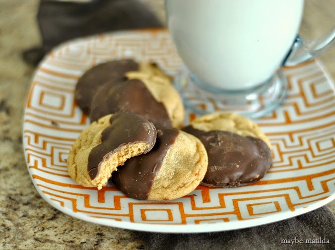 Chocolate Dipped Peanut Butter Cookies // www.maybematilda.com