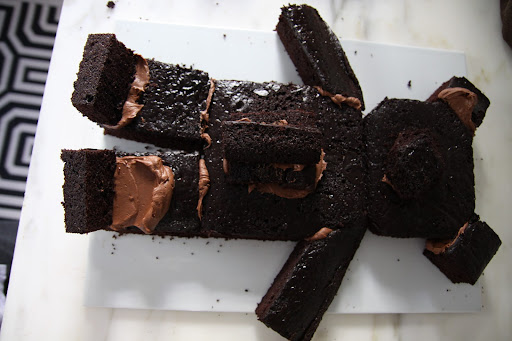 Pieces glued together with frosting