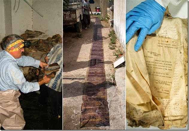 Left to right: Harold Rhode in the Mukhabarat basement; Torah scroll drying in a courtyard; 1918 letter from the British Military Governor’s Office in Baghdad to the Chief Rabbi regarding the allotment of 500 sheep for Rosh Hashanah. (National Archives) Left to right: Harold Rhode in the Mukhabarat basement; Torah scroll drying in a courtyard; 1918 letter from the British Military Governor’s Office in Baghdad to the Chief Rabbi regarding the allotment of 500 sheep for Rosh Hashanah. (National Archives)
