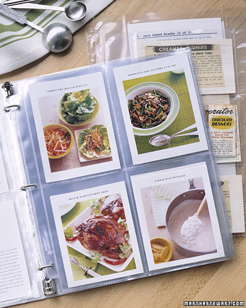 This is a wonderful way to organize your recipes! Slide them into a clear protectant and clip them in a binder -- you won't have to worry about spilling over your recipes. This is a wonderful way to organize your recipes! Slide them into a clear protectant and clip them in a binder -- you won't have to worry about spilling over your recipes.
