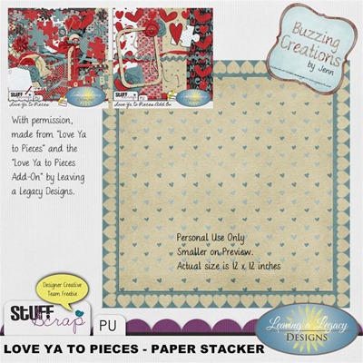 Leaving a Legacy Designs - Love Ya to Pieces - Paper Stacker Preview