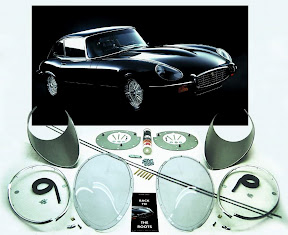 Jaguar XK-E Head-Light-Cover-Kit. The Head-Lamp-Cover Conversion-Kit made by designer Stefan Wahl in the tradition of Malcolm Sayer. / Jaguar E-Type Scheinwerferabdeckungs Kit, designed und hergestellt von Designer Stefan Wahl in der Tradition von Malcolm Sayer.