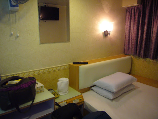 The best shot we could manage of our tiny room in the Chungking Mansions