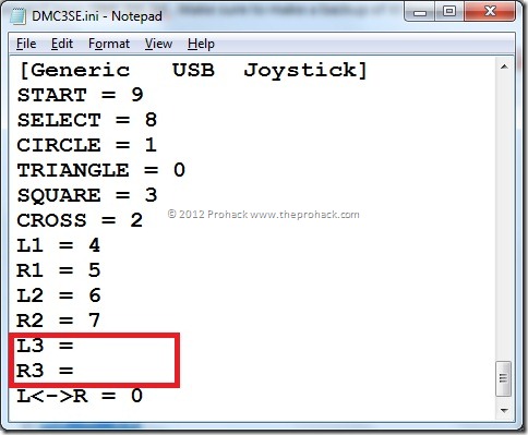 Edit DMC3SE.ini L3 and R3