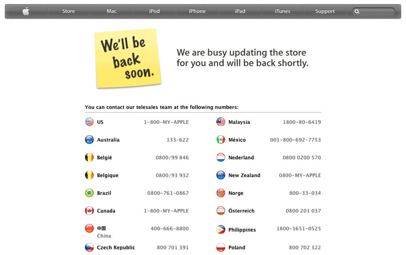 Apple Store down iPhone 4S pre order