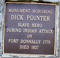 Dick Pointer stone monument brass plaque near state marker