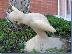 6396 Texas, South Padre Island - flying sea turtle sand sculpture in front of South Padre Island City Hall