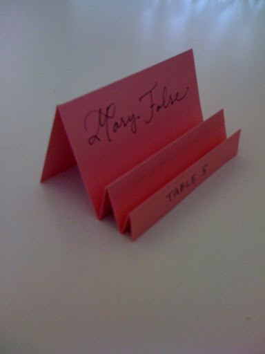 Here is a place card idea for the pleated suite that we didn't end up going forward with.
