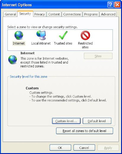 "Internet Options" Dialog Box In IE