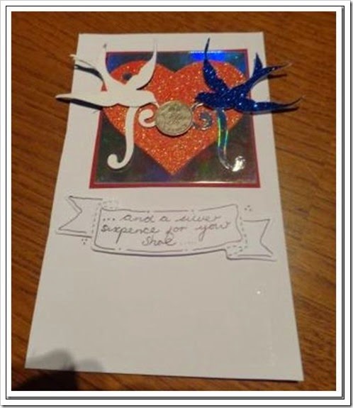 Silver Sixpence for her shoe card 1 Silver Sixpence for her shoe card 1