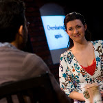 Hunting and Gathering, by Brooke Berman. Directed by Brian Golden. May 21 - June 27, 2010. (l to r) Michael Salinas, Tracey Kaplan. Photo Credit: Amanda Clifford.
