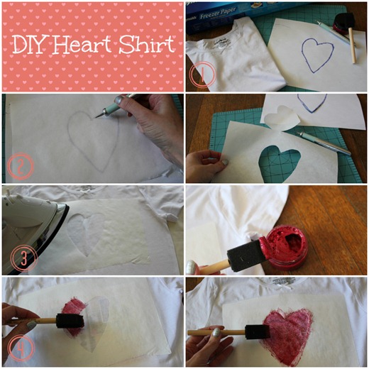 Freezer Paper Stencil Heart Shirt