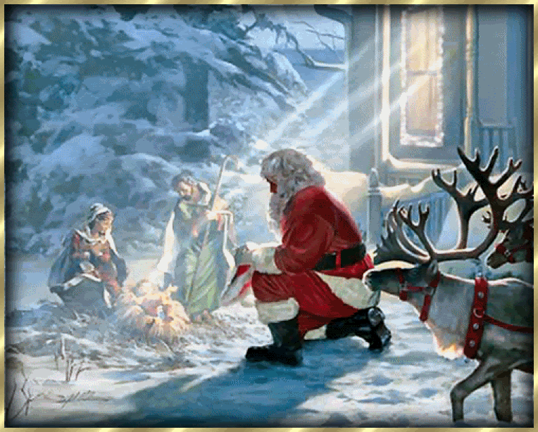 Santa looks at Nativity Santa looks at Nativity