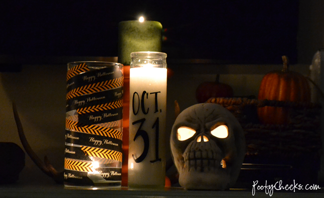 Dollar Store Candles - embellish with vinyl and washi for #Halloween