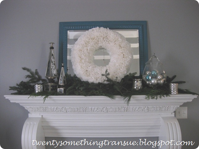 Blue and White Christmas Mantel Blue and White Christmas Mantel