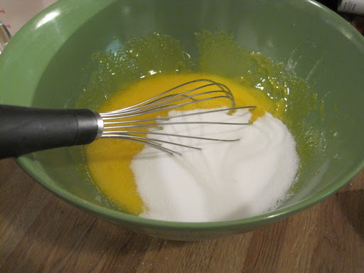 2. add sugar to yolks