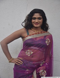 Lavanya sexy navel exposing stills inTransparent  red saree (3)