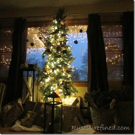 Decorating Skinny trees in a Rustic -Woodsy Theme  - Christmas Holiday Decorating Review Blog Hop