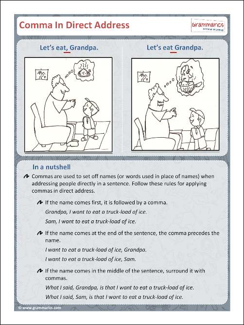 Grammarics Post - Comma In Direct Address
