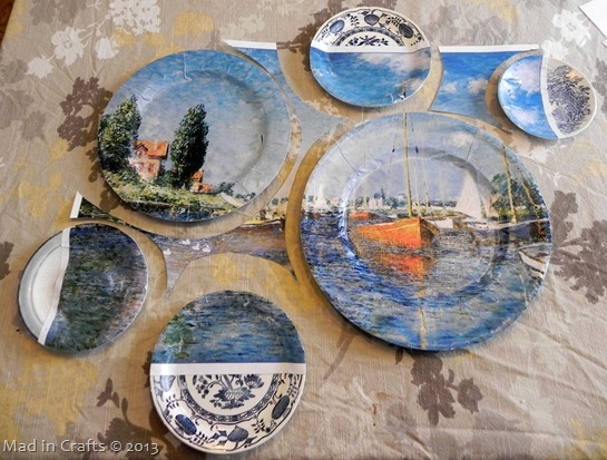 Use poster remnants to arrange plates