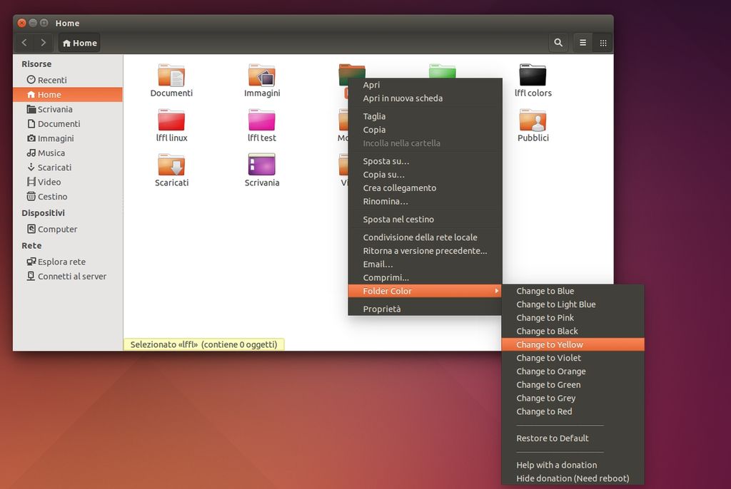 Folder Color in Ubuntu - menu contestuale
