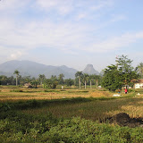 The approach to Sanggabuana, Gunung Rongking is the rocky peak (Daniel Quinn, July 2010)
