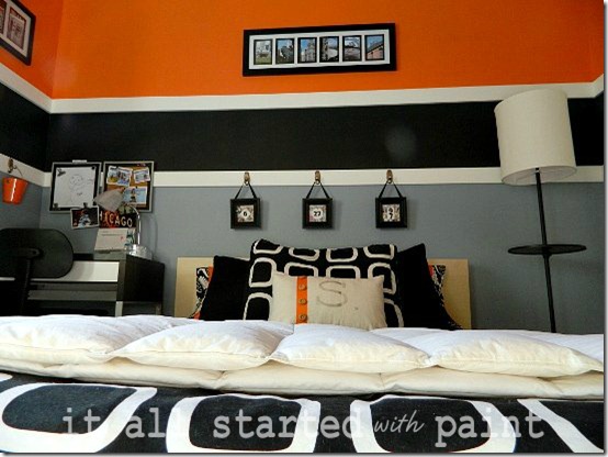 Teen Room orange gray black bed 2